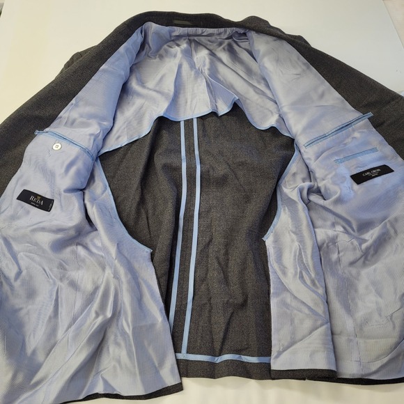 Carl Gross Mens Gray Wool Two Button Blazer Jacket 44R Unstructured Sportcoat - Picture 2 of 12